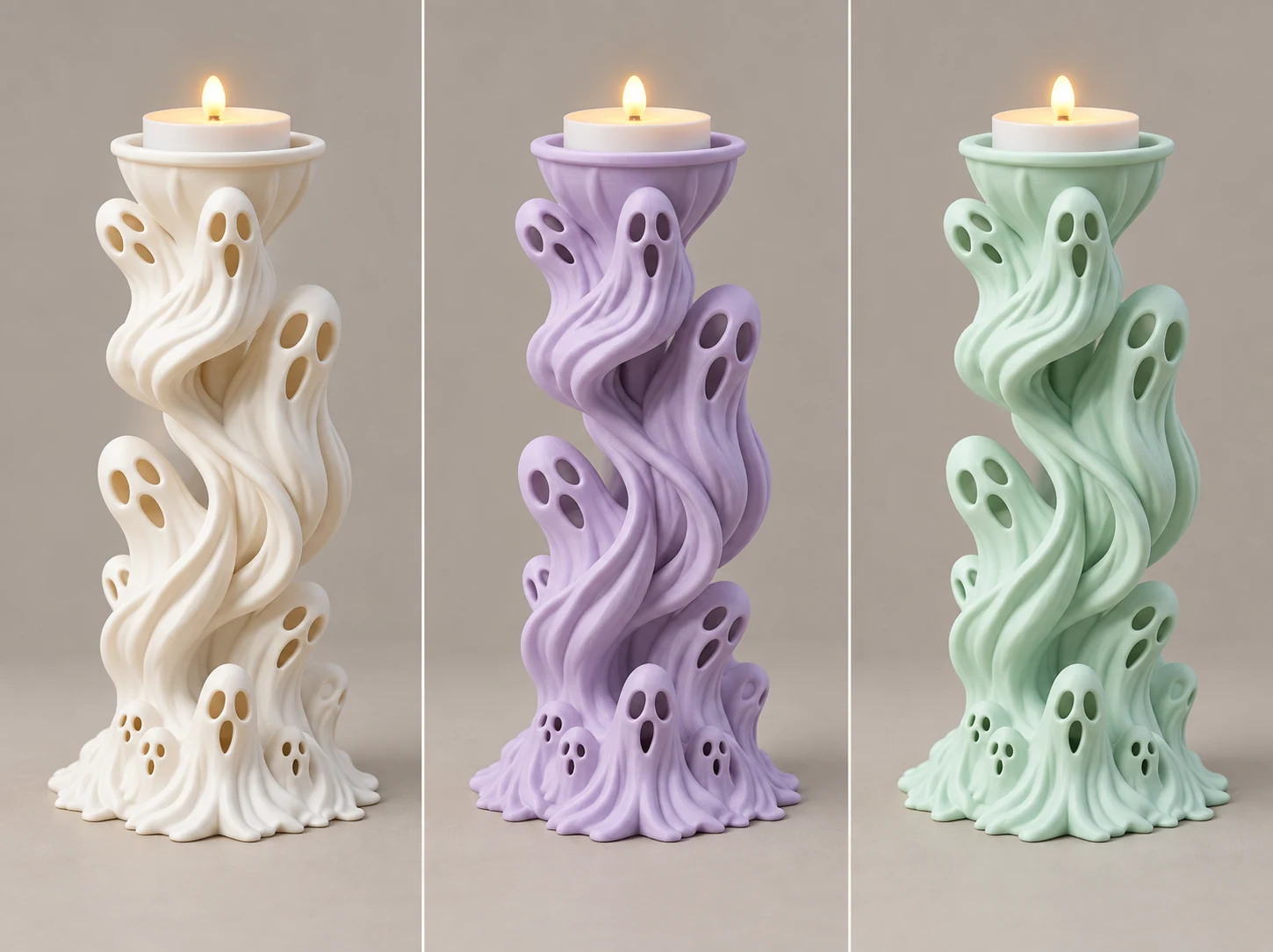 Ghost Swirl LED Candle Holder
